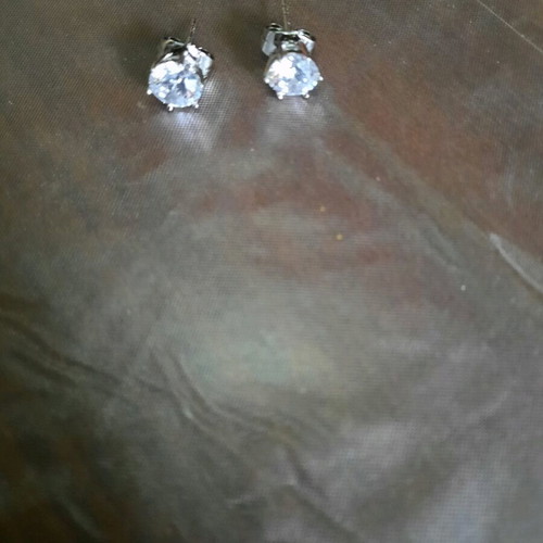 Monopetra earrings new silver color with large round crystal