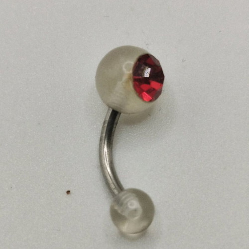 Navel earrings new, steel with red crystals and beads