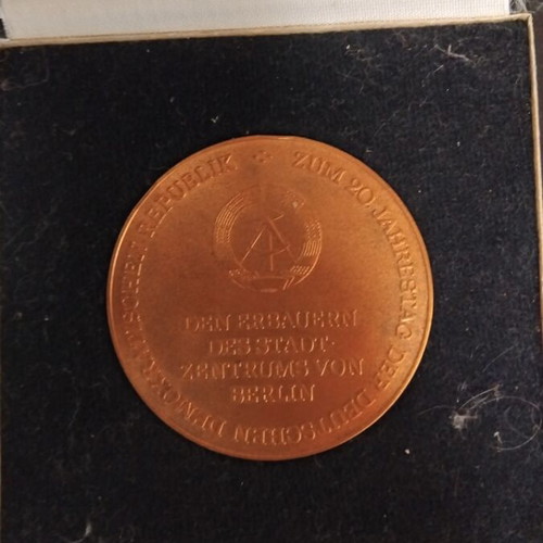 1969 Commemorative Medallion 20th Anniversary East Germany Berlin