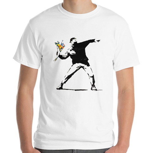 T-shirt Banksy Flower Thrower 100% cotton new, sizes S and M