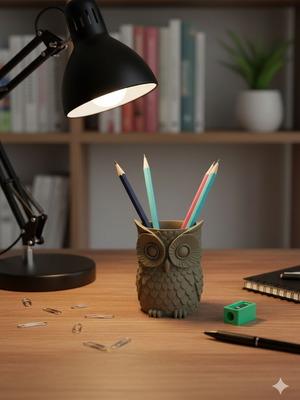 3D Printed Owl Pencil Holder new, PLA