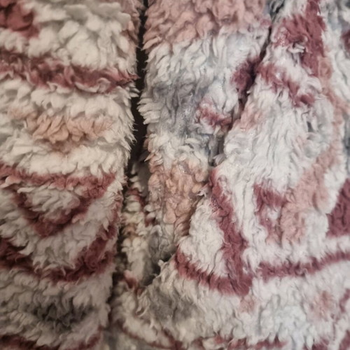 Janina fleece jacket women with pockets and hood like new, white pink size M