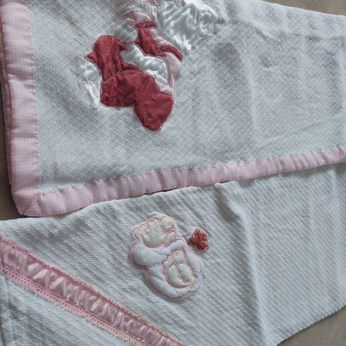 Baby blankets like new, set of 2, 85x85cm pink cotton