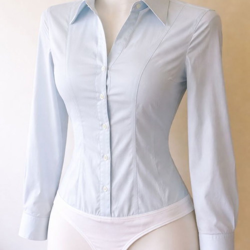 Sisley Baby Blue Shirt-Bodysuit in turquoise, like new, size S/M