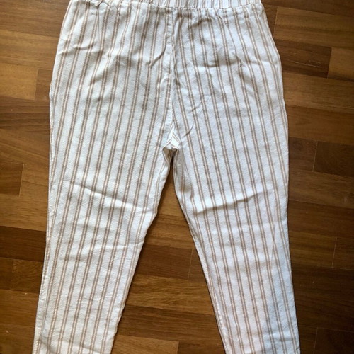 Stradivarius striped paperbag pants XL like new beige ecru