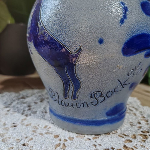 Retro German Bembel ceramic wine jug Zum Blauen Bock