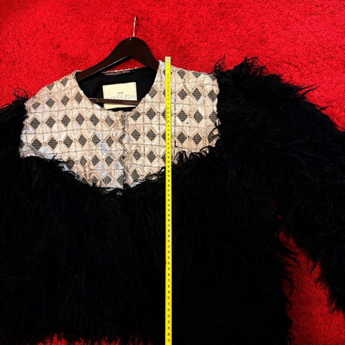 Boho Fur Jacket Nidodileda like new, one size, black and silver