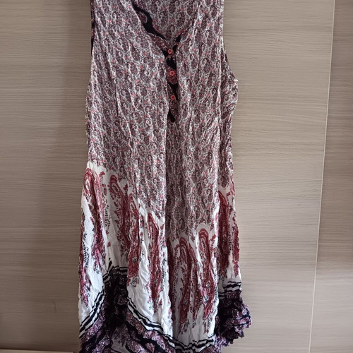 Women's dress used, size L, beige and white