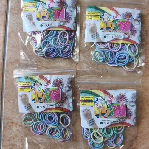 Set of four DIY loom bands for crafts and accessories