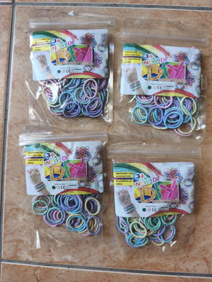 Set of four DIY loom bands for crafts and accessories