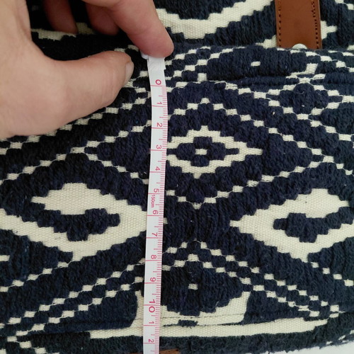 Springfield tote bag with ethnic design, shoulder style, white and blue