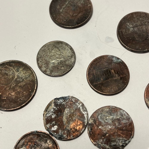 Coins used from Canada and USA, 17 pieces