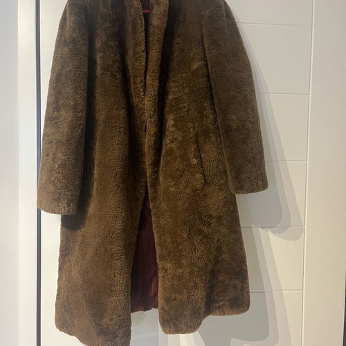 Vintage handmade fur coat used, brown, size S/M