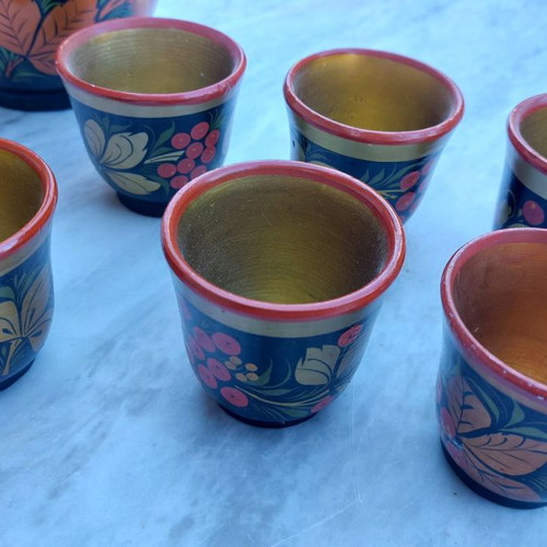Russian Khokhloma set new, 9 pieces, traditional wooden