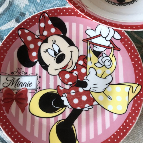 Minnie Mouse’s children’s plate and salad bowl set like new, ceramic