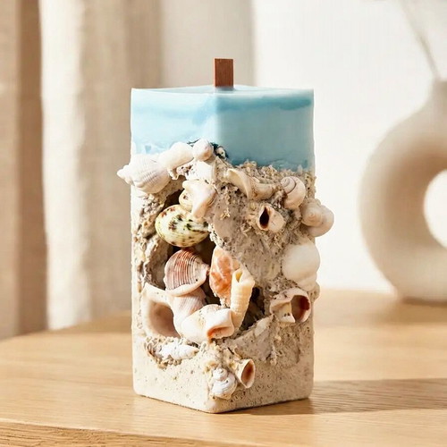 Handmade designer scented candle with candleholder, new