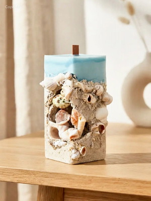 Handmade designer scented candle with candleholder, new
