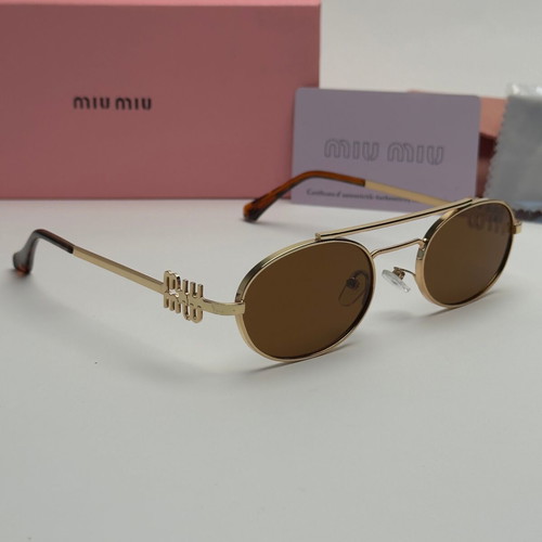 MiU MiU Women's Oval Sunglasses Black Brown Gold New UV400 Protection
