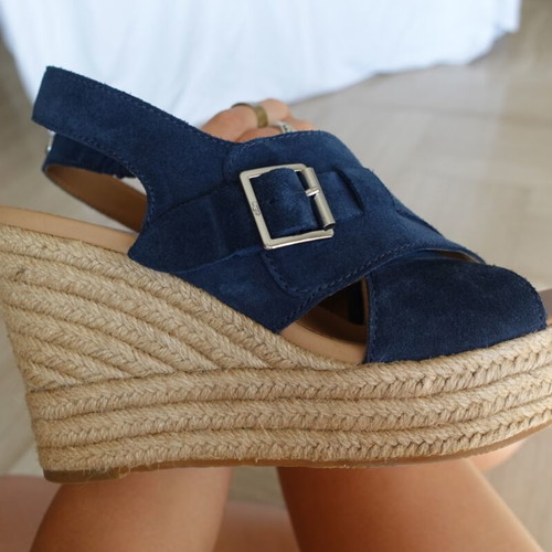 Ugg Australia Platform Sandals New, Blue Suede Espadrille