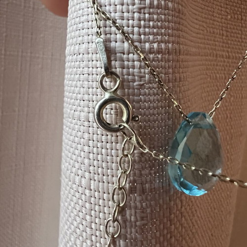 Silver necklace 925 with turquoise crystal pendant used