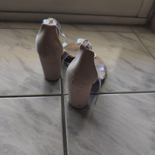 Dexim nude sandals with transparent straps and thick heel size 38 like new