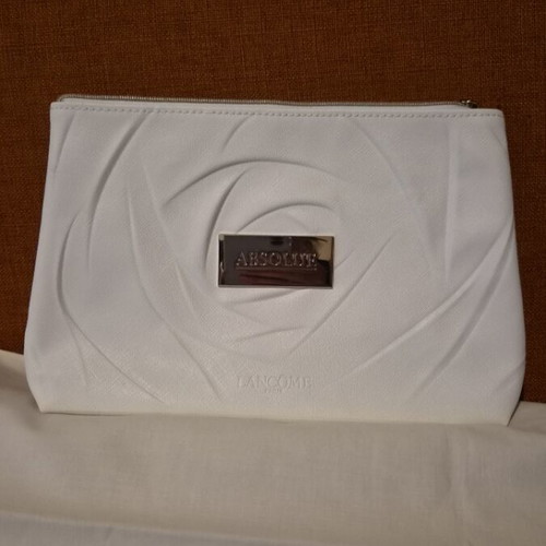 Lancome Absolue toiletry bag new, white with embossed rose design