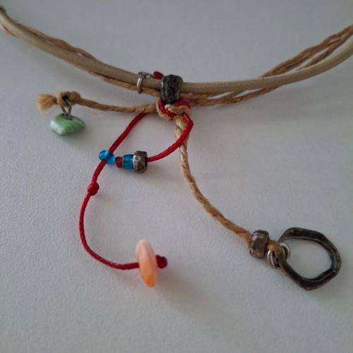Handmade women's necklace new, beige and red