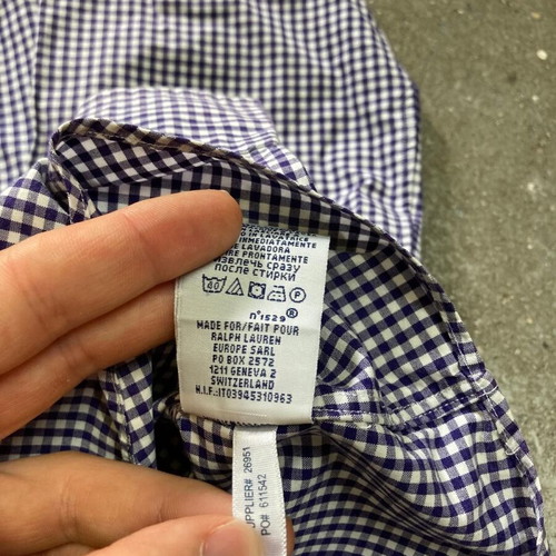 Ralph Lauren Longsleeve Shirt S, white darkblue checked, red pony