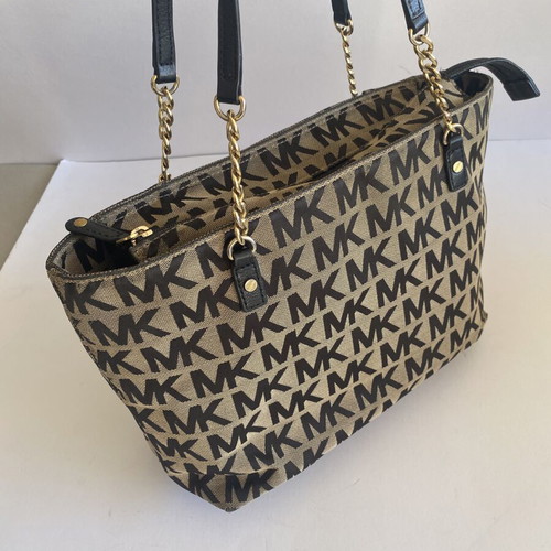 Michael Kors women's bag used, beige and black with MK design