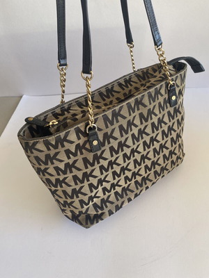 Michael Kors women's bag used, beige and black with MK design