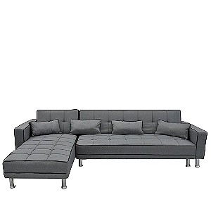 Καναπές Κρεβάτι Γωνιακός ArteLibre MICHAELLA Γκρι/Μαύρο 300x112x76cm