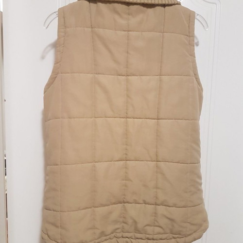 Sleeveless jacket used, beige, with stand-up collar, size S