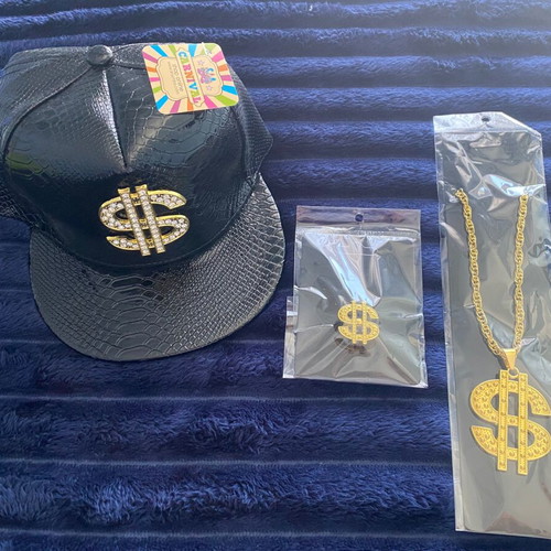 Dollar costume set new (Hat, Chain, Ring)