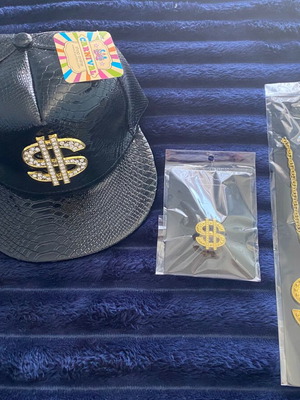 Dollar costume set new (Hat, Chain, Ring)