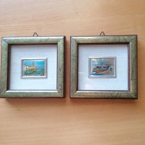 Frames used, set of 2, 10x10 cm, painted in 23kt gold with certificate