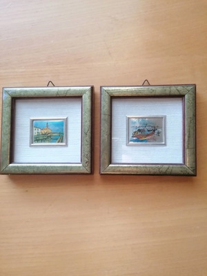 Frames used, set of 2, 10x10 cm, painted in 23kt gold with certificate