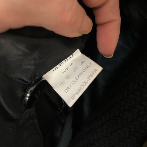 Depolo wool coat used with leather details black