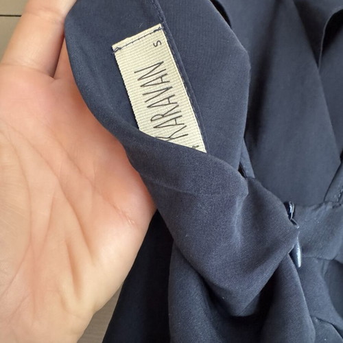 Karavan long dark blue dress like new with draped opening and slit