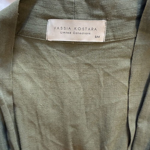 Vassia Kostara linen set like new, green blazer S/M and pants S