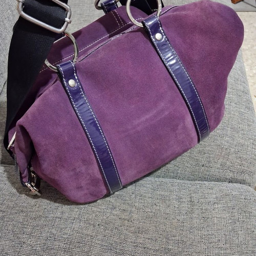 KEM Suede Shoulder Bag like new, rare purple statement piece