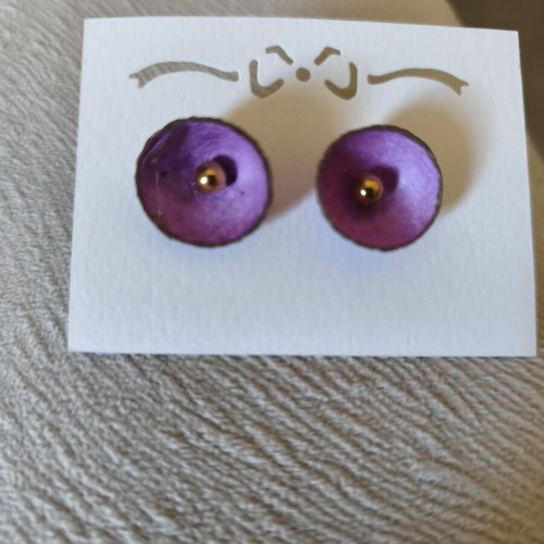 Handmade silk cocoon stud earrings, soft purple