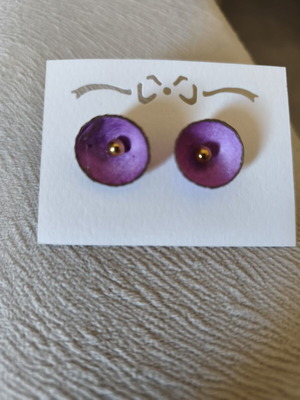 Handmade silk cocoon stud earrings, soft purple