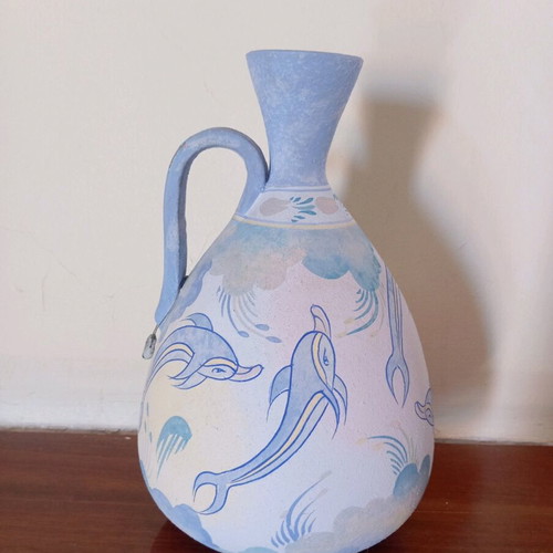 Decorative amphora used, Minoan art replica, 25 cm
