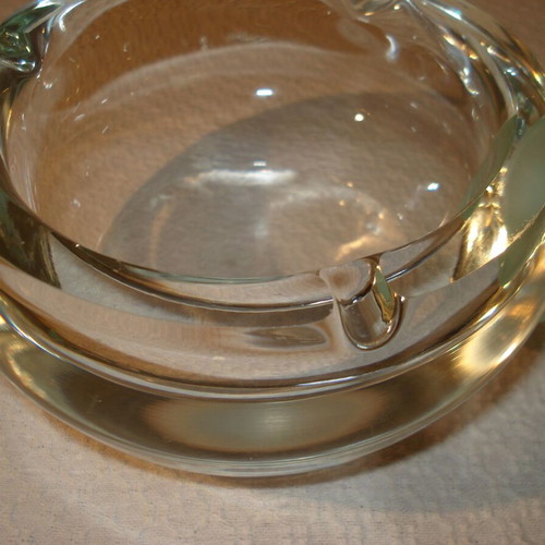 Crystal ashtray used 15cm x 13cm x 6cm, 1100g