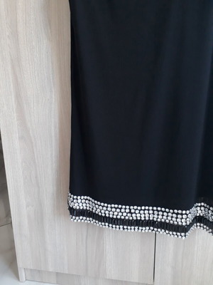 Mini dress black with stones at hem and neckline like new, size S