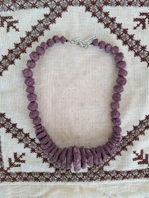 Bordeaux Papier-mâché Ethnic Necklace made to order