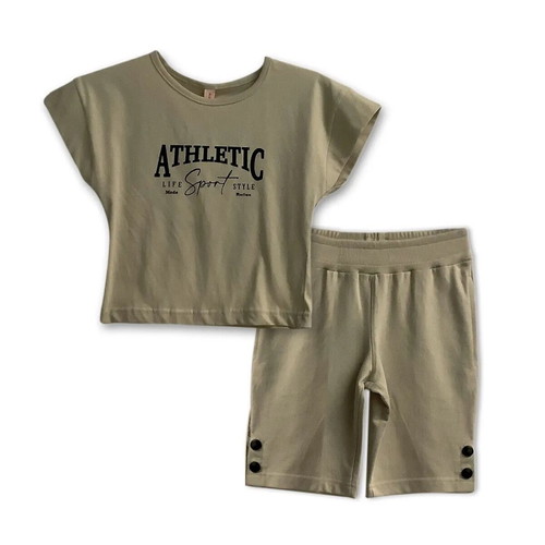 Athletic Style set with leggings and top Reflex new, beige, size 12 years
