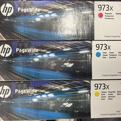 HP 973x PageWide Genuine Ink Cartridges Yellow, Cyan, Magenta Sealed