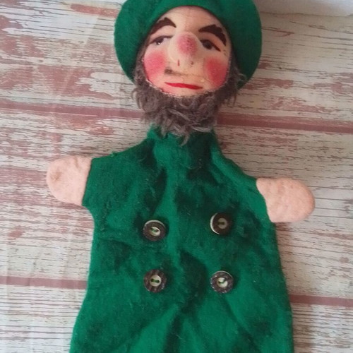 Vintage fabric felt puppet glove Old Bearded Man KERSA used