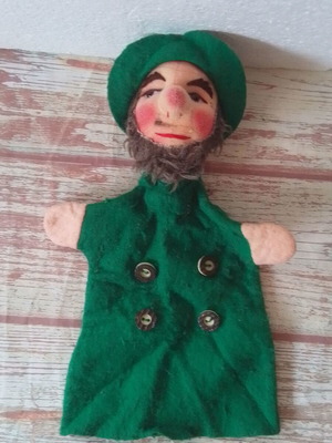 Vintage fabric felt puppet glove Old Bearded Man KERSA used